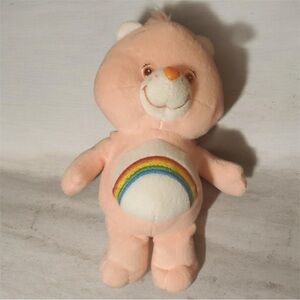 Carebears Y2k Pink Plush Bear Toy with Rainbow Design On Belly Care bears 2002
